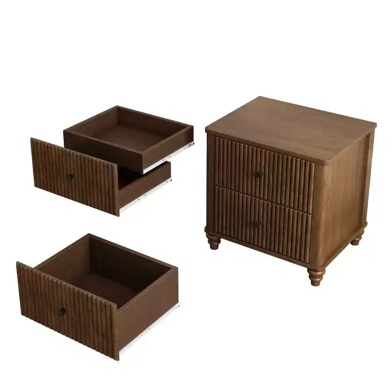 Ensemble de 2 tables de chevet avec design cannelé et tiroirs de rangement, table de nuit pour chambre, salon, entrée - Panipeachy