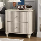 Ensemble de 2 tables de chevet avec design cannelé et tiroirs de rangement, table de nuit pour chambre, salon, entrée - Panipeachy