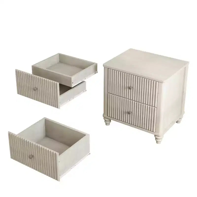 Ensemble de 2 tables de chevet avec design cannelé et tiroirs de rangement, table de nuit pour chambre, salon, entrée - Panipeachy