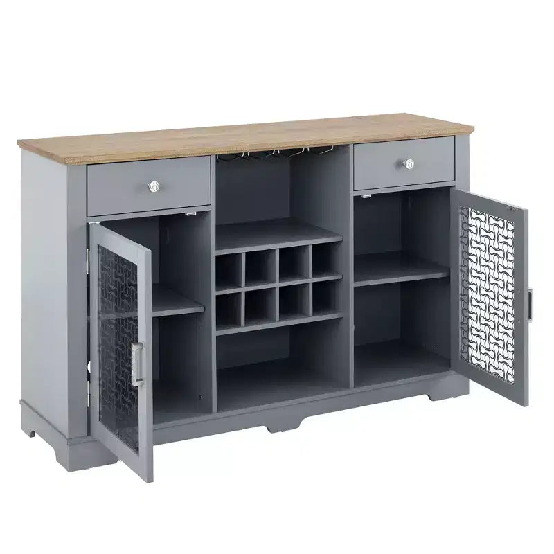 Bahut de buffet avec 2 tiroirs et 2 portes, meuble de bar à café, étagères de buffet de cuisine et salle à manger, placard de style ferme moderne