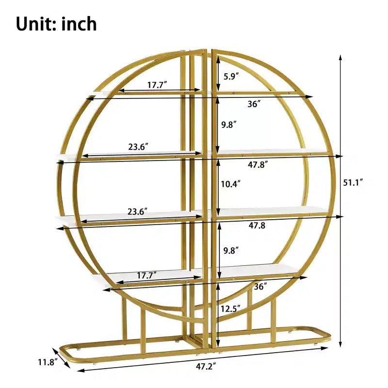 Étagère ouverte modulaire GDFStudio Beau Modern à 4 niveaux en bois et acier
