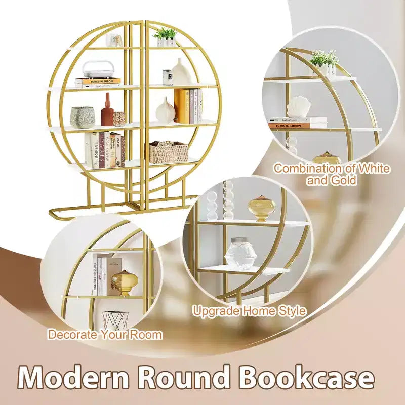 Étagère ouverte modulaire GDFStudio Beau Modern à 4 niveaux en bois et acier