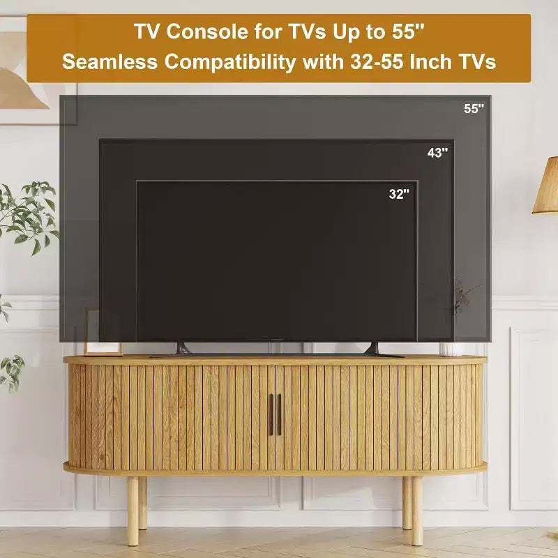 Meuble TV Acekool 120 cm, Meuble TV Moderne avec Portes Coulissantes et Rangement, pour Salon, Chambre