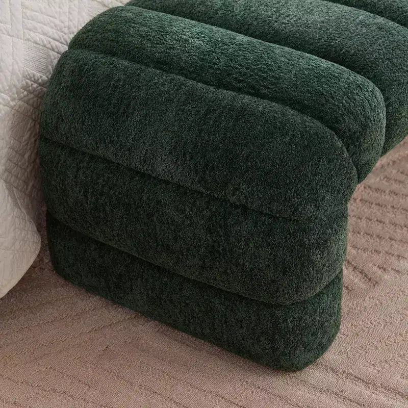 Banc Ottoman Moderne TUYOHW avec Rembourrage en Chenille Capitonnée, Banc de Bout de Lit Rectangulaire, Chaise Longue de Repos, Tabouret de Coiffeuse pour Salon, Entrée