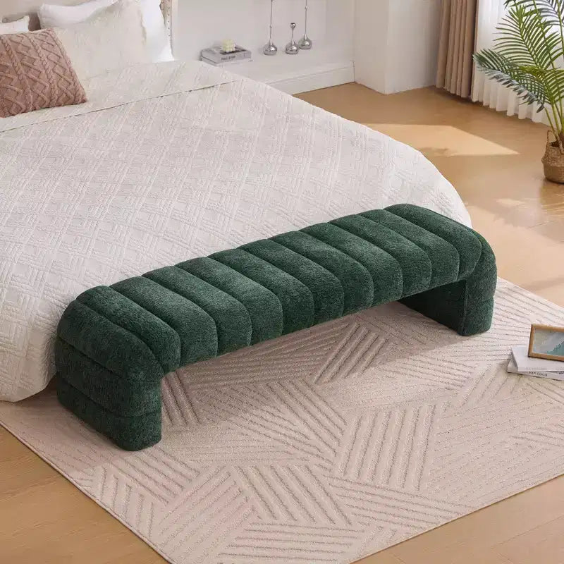 Banc Ottoman Moderne TUYOHW avec Rembourrage en Chenille Capitonnée, Banc de Bout de Lit Rectangulaire, Chaise Longue de Repos, Tabouret de Coiffeuse pour Salon, Entrée