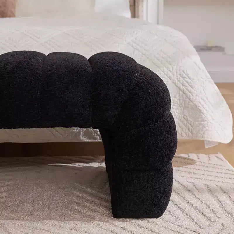 Banc Ottoman Moderne TUYOHW avec Rembourrage en Chenille Capitonnée, Banc de Bout de Lit Rectangulaire, Chaise Longue de Repos, Tabouret de Coiffeuse pour Salon, Entrée