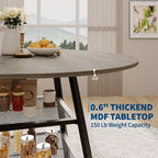 Table à manger ronde pour 4, Table de cuisine de 42 pouces avec étagère de rangement, Design de ferme en bois et métal, Table à manger familiale pour 4-6 personnes