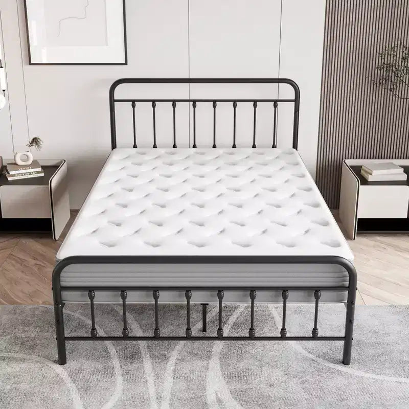 MAYEERTY Lit Plateforme en Métal Grand Format avec Support à Lattes Robuste et Rangement Sous le Lit pour Chambre à Coucher