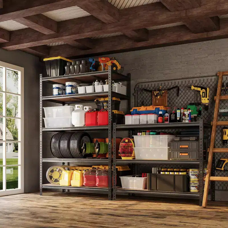 Étagères de rangement à 5 niveaux pour garage, étagère métallique robuste réglable, étagères de garage pour sous-sol, entrepôt, cellier, placard, cuisine