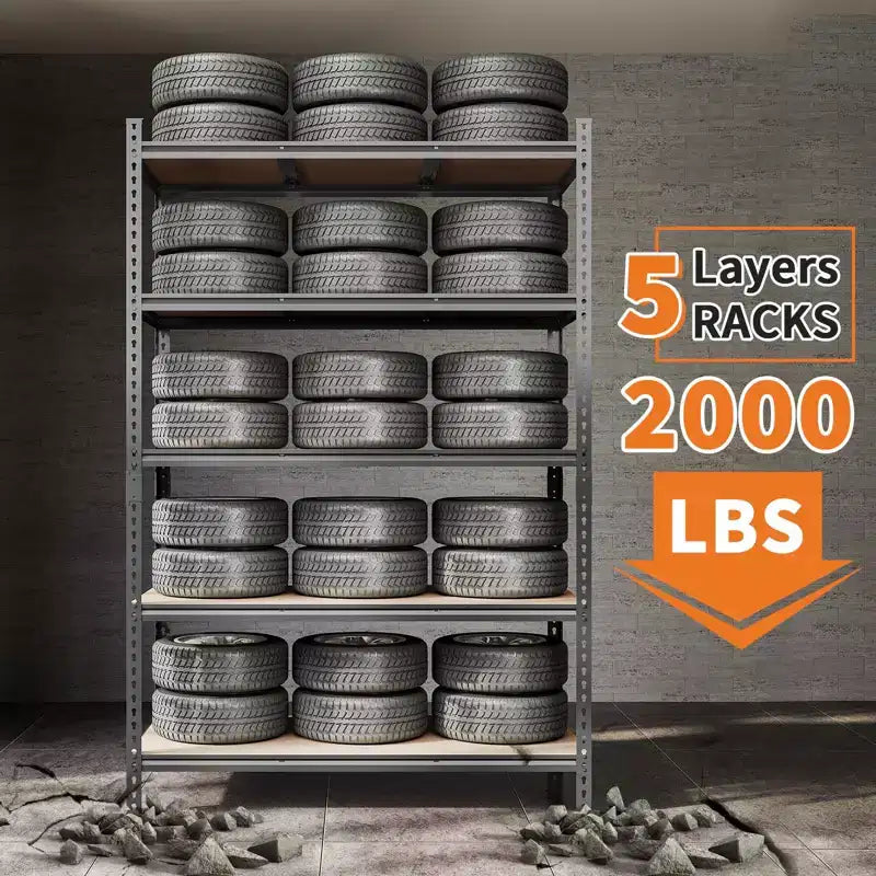 Étagères de rangement à 5 niveaux pour garage, étagère métallique robuste réglable, étagères de garage pour sous-sol, entrepôt, cellier, placard, cuisine