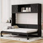 Lit escamotable pleine grandeur Whisen avec armoires de rangement