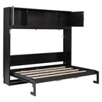 Lit escamotable pleine grandeur Whisen avec armoires de rangement