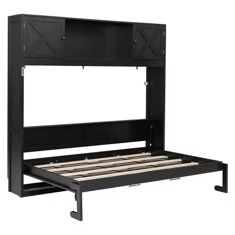 Lit escamotable pleine grandeur Whisen avec armoires de rangement