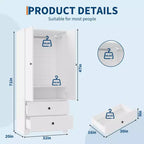 COZONY Armoire de rangement à 2 portes, buffet/bahut en MDF à panneau plat pour chambre, salle à manger et maison