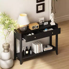 Table console Table d'entrée Table d'appoint de canapé Table d'appoint de rangement avec tiroirs et étagère, Noir - ModernLuxe