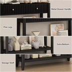 Table console Table d'entrée Table d'appoint de canapé Table d'appoint de rangement avec tiroirs et étagère, Noir - ModernLuxe