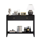 Table console Table d'entrée Table d'appoint de canapé Table d'appoint de rangement avec tiroirs et étagère, Noir - ModernLuxe