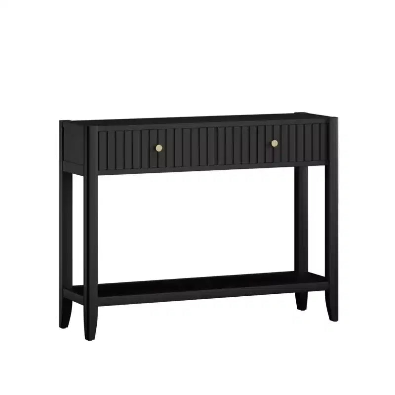 Table console Table d'entrée Table d'appoint de canapé Table d'appoint de rangement avec tiroirs et étagère, Noir - ModernLuxe