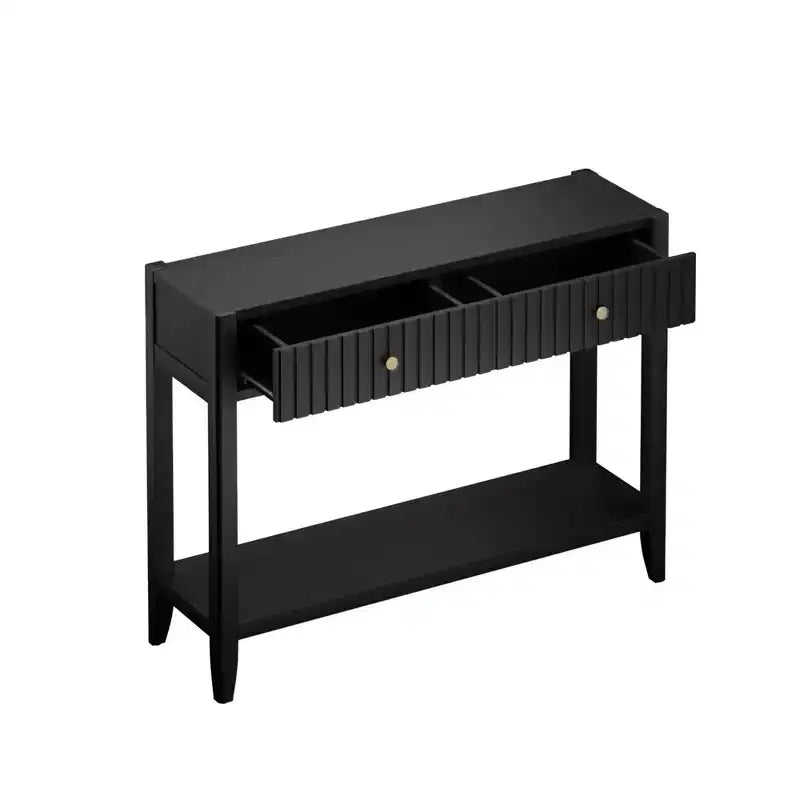 Table console Table d'entrée Table d'appoint de canapé Table d'appoint de rangement avec tiroirs et étagère, Noir - ModernLuxe