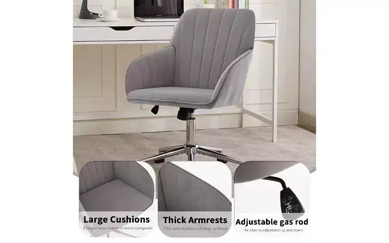 TUYOHW Chaise de bureau ergonomique de luxe, chaise de bureau à domicile en velours avec base en métal plaqué or, chaise pivotante réglable