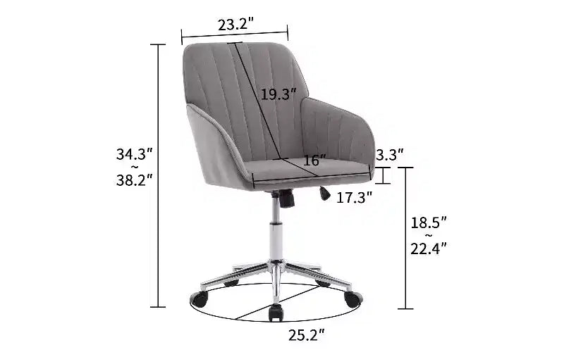 TUYOHW Chaise de bureau ergonomique de luxe, chaise de bureau à domicile en velours avec base en métal plaqué or, chaise pivotante réglable