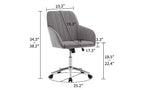 TUYOHW Chaise de bureau ergonomique de luxe, chaise de bureau à domicile en velours avec base en métal plaqué or, chaise pivotante réglable