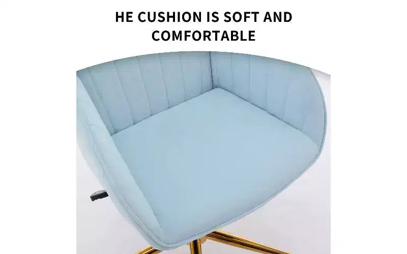 TUYOHW Chaise de bureau ergonomique de luxe, chaise de bureau à domicile en velours avec base en métal plaqué or, chaise pivotante réglable