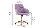 TUYOHW Chaise de bureau ergonomique de luxe, chaise de bureau à domicile en velours avec base en métal plaqué or, chaise pivotante réglable