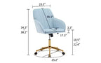 TUYOHW Chaise de bureau ergonomique de luxe, chaise de bureau à domicile en velours avec base en métal plaqué or, chaise pivotante réglable