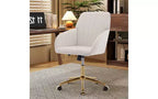 TUYOHW Luxury Ergonomic Office Chair, Velvet Home Office Desk Chair with Gold-Plated Metal Base, Adjustable Swivel Chair Vanity Chair