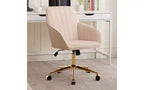 TUYOHW Chaise de bureau ergonomique de luxe, chaise de bureau à domicile en velours avec base en métal plaqué or, chaise pivotante réglable