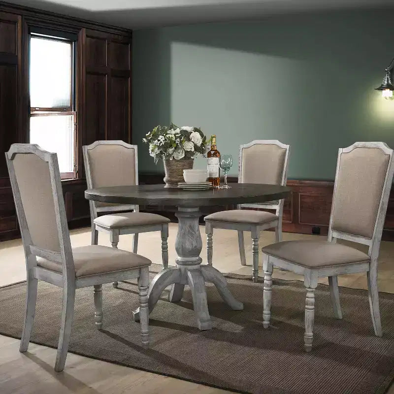 Table à manger ronde sur pied en bois Iris Farmhouse 47 GDFStudio