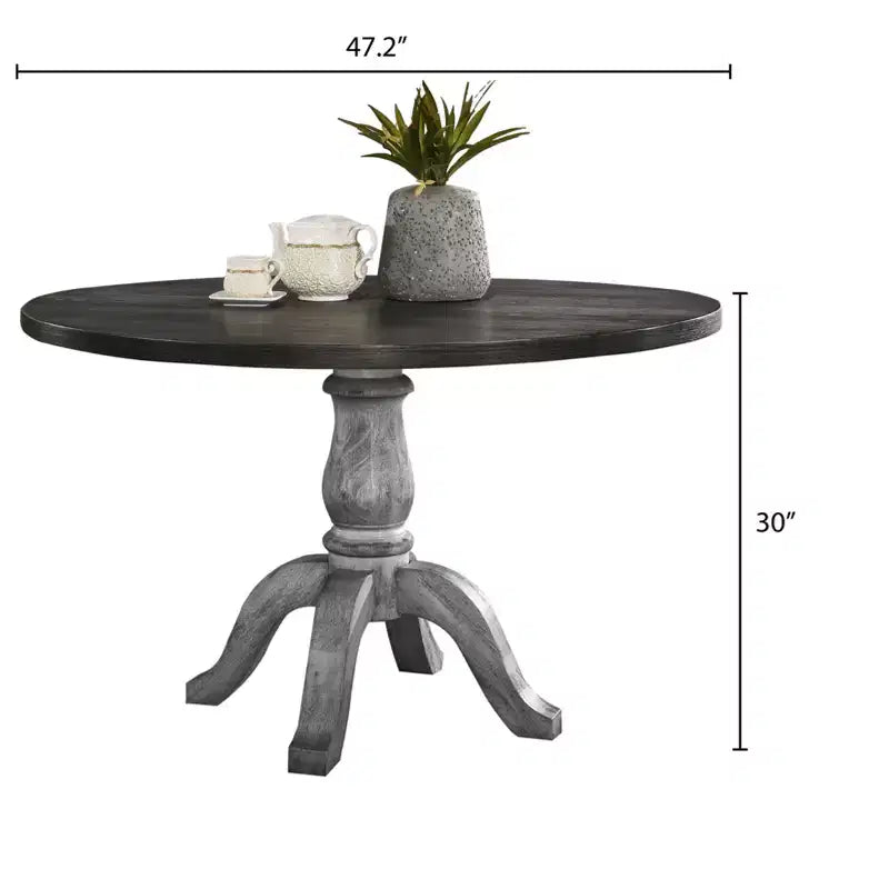 Table à manger ronde sur pied en bois Iris Farmhouse 47 GDFStudio