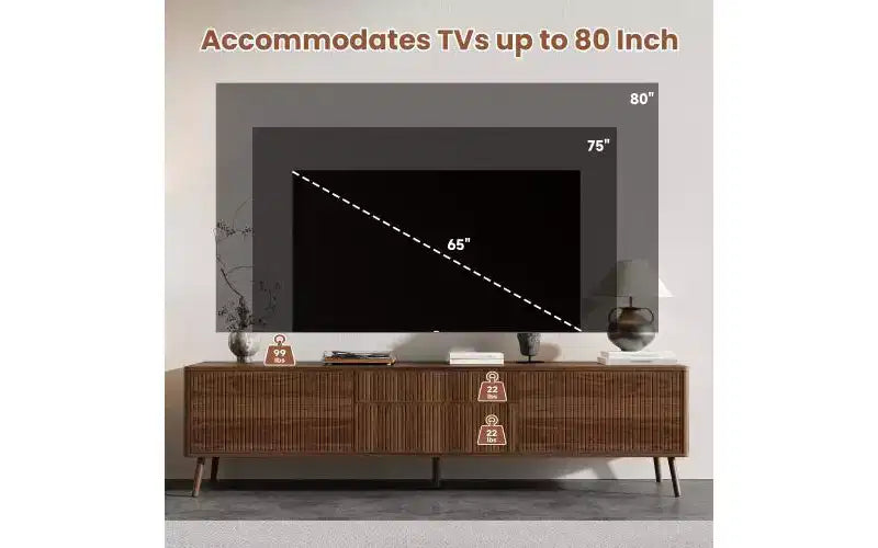 JVNOXK Meuble TV moderne de 178 cm avec rangements, compatible avec les télévisions jusqu'à 80 pouces, idéal pour les salons