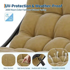 Fauteuil à bascule Papasan surdimensionné couleur fauve, capacité de 204 kg, fauteuil coquille en fer avec revêtement électronique et coussin, pour usage intérieur/extérieur (salon/terrasse/jardin)