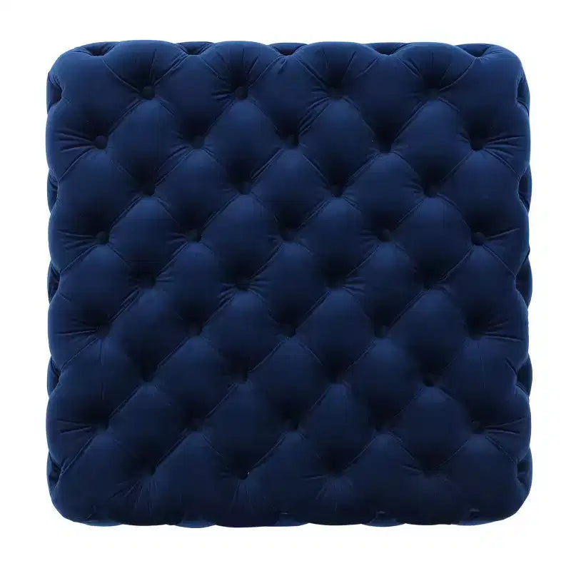 Ottoman en velours Okak avec surpiqûres losanges capitonnées, banc d'entrée carré au toucher lisse, pouf repose-pieds pour salon