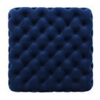 Ottoman en velours Okak avec surpiqûres losanges capitonnées, banc d'entrée carré au toucher lisse, pouf repose-pieds pour salon