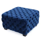 Ottoman en velours Okak avec surpiqûres losanges capitonnées, banc d'entrée carré au toucher lisse, pouf repose-pieds pour salon