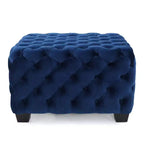 Ottoman en velours Okak avec surpiqûres losanges capitonnées, banc d'entrée carré au toucher lisse, pouf repose-pieds pour salon