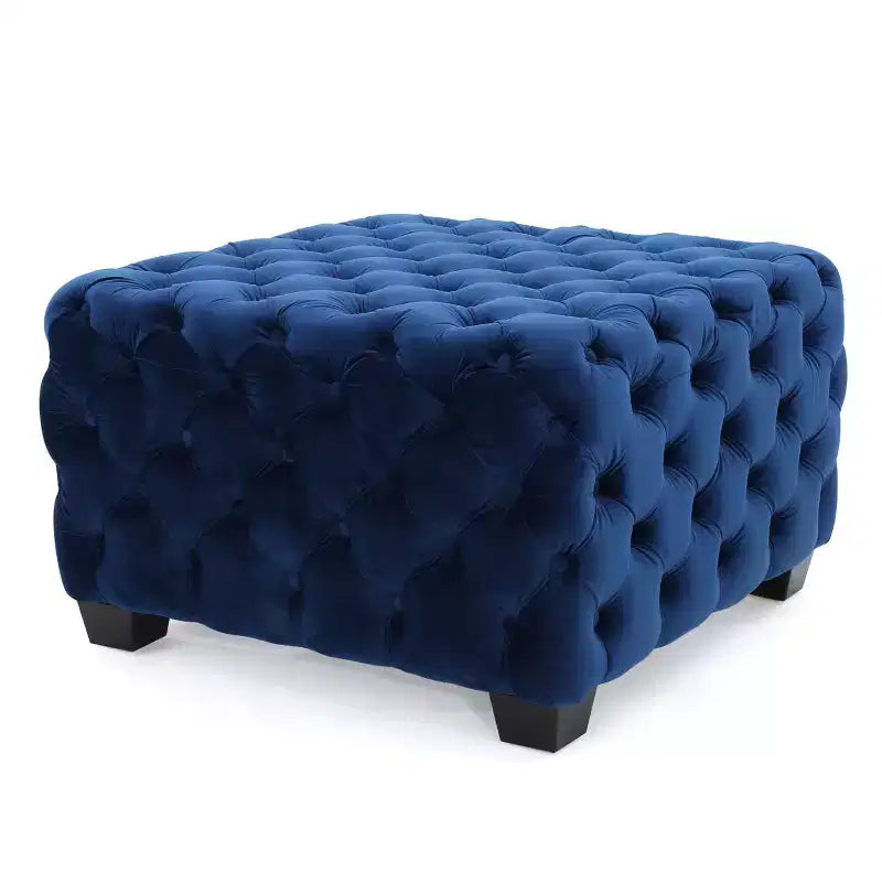 Ottoman en velours Okak avec surpiqûres losanges capitonnées, banc d'entrée carré au toucher lisse, pouf repose-pieds pour salon