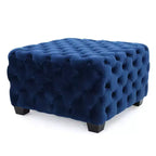 Ottoman en velours Okak avec surpiqûres losanges capitonnées, banc d'entrée carré au toucher lisse, pouf repose-pieds pour salon