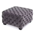 Ottoman en velours Okak avec surpiqûres losanges capitonnées, banc d'entrée carré au toucher lisse, pouf repose-pieds pour salon