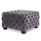 Ottoman en velours Okak avec surpiqûres losanges capitonnées, banc d'entrée carré au toucher lisse, pouf repose-pieds pour salon