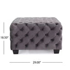 Ottoman en velours Okak avec surpiqûres losanges capitonnées, banc d'entrée carré au toucher lisse, pouf repose-pieds pour salon