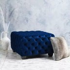 Okak Velvet Ottoman with Button-Tufted Diamond Stitch, Square Entryway Bench with Smooth Touch, Foot Stools Ottoman for Living Room
