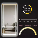 TUYOHW Grand miroir pleine longueur moderne avec LED réglables Miroir mural Miroirs sur pied avec support Miroir corporel pour salon, Noir