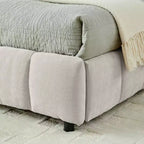 MAYEERTY Lit double king size capitonné avec tête de lit Cadre de lit solide avec tiroir pour chambre à coucher Beige