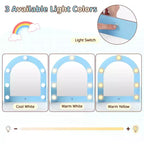 Coiffeuse d'angle pour enfants Costway avec lumières, 3 étagères de rangement, 5 compartiments ouverts, accessoires Rose/Bleu + Blanc