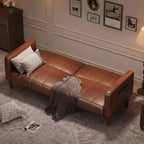 Canapé-lit futon 75 po, convertible, en similicuir, petit canapé, causeuse, canapé de style moderne du milieu du siècle pour salon et chambre à coucher