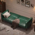 Canapé-lit futon 75 po, convertible, en similicuir, petit canapé, causeuse, canapé de style moderne du milieu du siècle pour salon et chambre à coucher